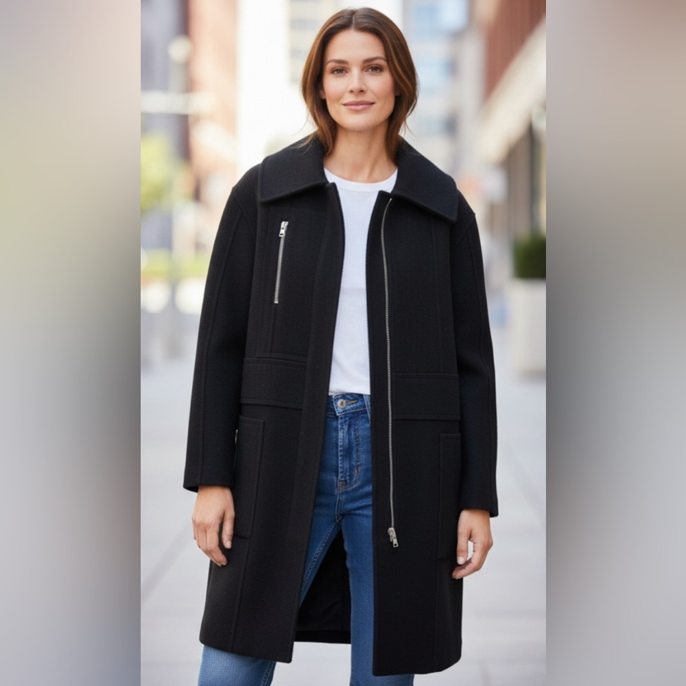 Faith Connexion Heavy Virgin Wool Oversized Black Coat Black Women S Nwot
